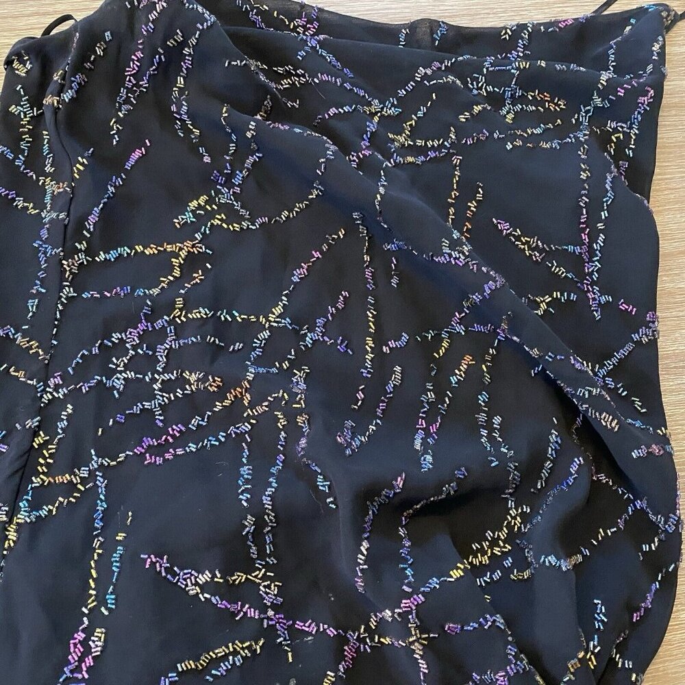 Rue De La Paix Dress Women's Black Sz 30 M Rainbow Beaded Asymmetrical Hem Fairy - Picture 11 of 16
